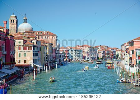 View On Grand Canal From Ponte Degli Scalzi In Venice, Italy