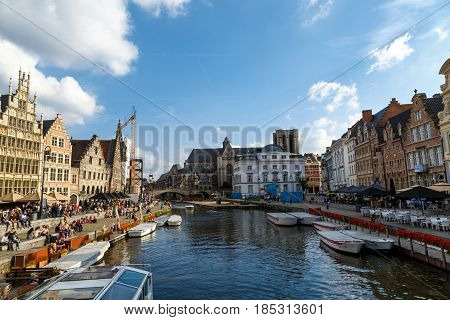 Boat Tours For Tourists In Ghent Canal
