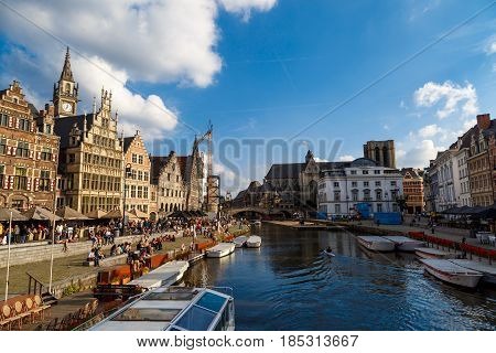 Boat Tours For Tourists In Ghent Canal