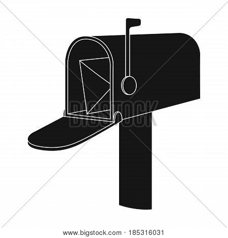 Correspondence box.Mail and postman single icon in black style vector symbol stock illustration .