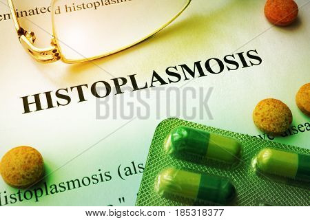 Page of book with title Histoplasmosis and tablets.