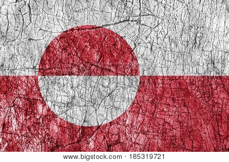 Grudge stone painted Greenland flag close up