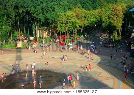 Kharkiv / Ukraine. 07 August 2016: people have a rest in Gorky park in Kharkiv in the summer. Top view. 07 August 2016 in Kharkiv / Ukraine.