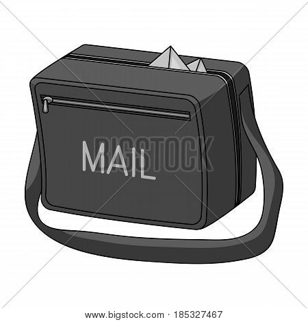 Postal bag.Mail and postman single icon in monochrome style vector symbol stock illustration .