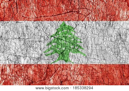 Grudge stone painted Lebanon flag close up