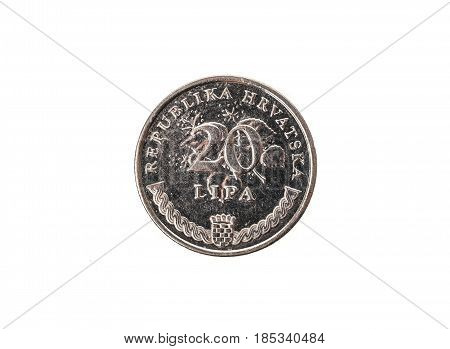 Old Used And Worn Out 20 Lipa Coin.