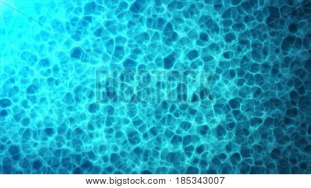 top view blue water caustics abstract background