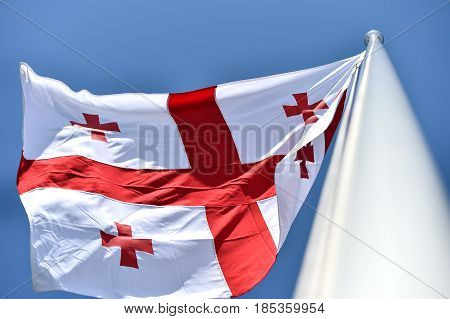 Georgia National Flag Blown By The Wind