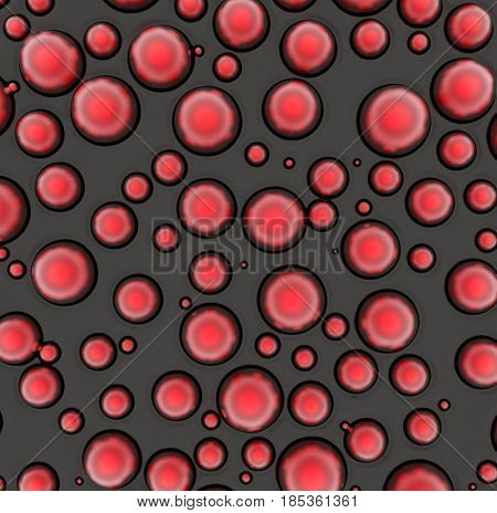 Abstract background of small rings in red colors. 3d rendering