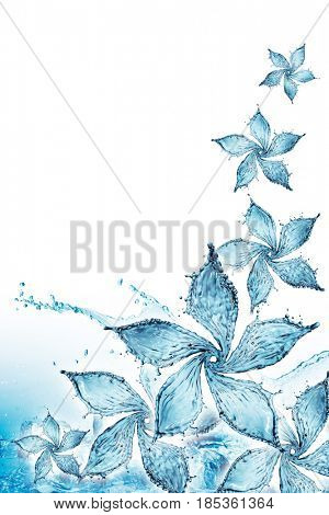 flower made of water splash. 3d rendering