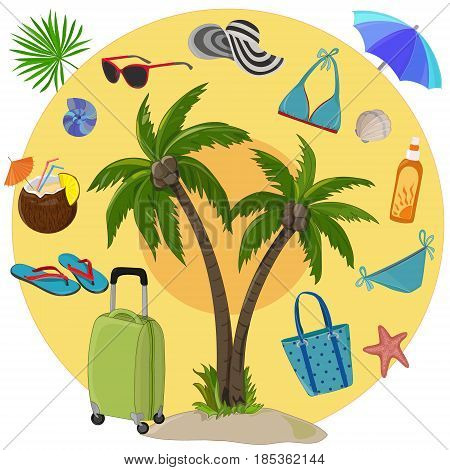 Happy vacation. Vector Summer. Our travel destinations banner.