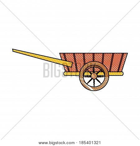 drawing wheelbarrow wooden trasnport element vector illustration