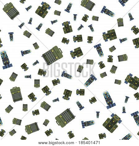 Seamless pattern with flat backpack and sport suitcase. Mountain tourist equipment. Hiking sport backpack.vector illustration