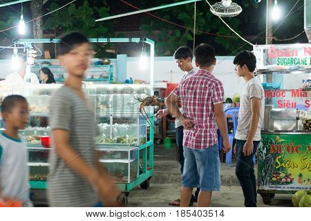Duong Dong, Phu Quoc, Vietnam - April 20, 2014 -Vietnameese asian traditional night market