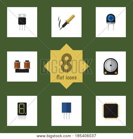 Flat Electronics Set Of Cpu, Display, Hdd And Other Vector Objects. Also Includes Hdd, Cpu, Calculate Elements.