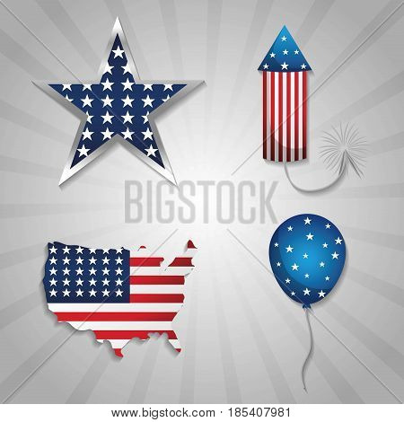 usa independence day related icons over gray background. colorful design. vector illustration