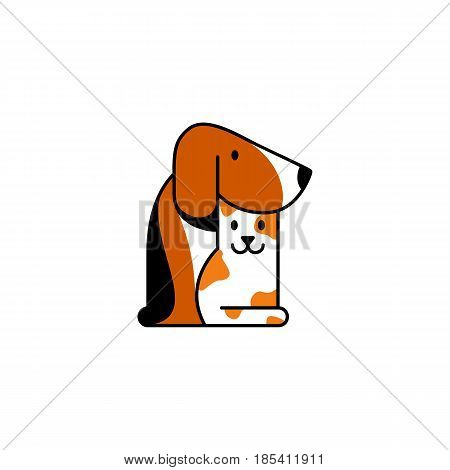 Petshop or veterinary clinic logo. Vector image of dog and cat on a white background.