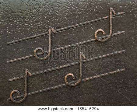 Background music notes from metal On the wall