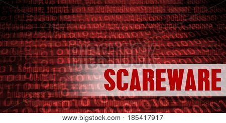 Scareware Security Warning on Red Binary Technology Background