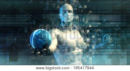 Market Leader with Worldwide Business Concept Abstract 3D Illustration Render