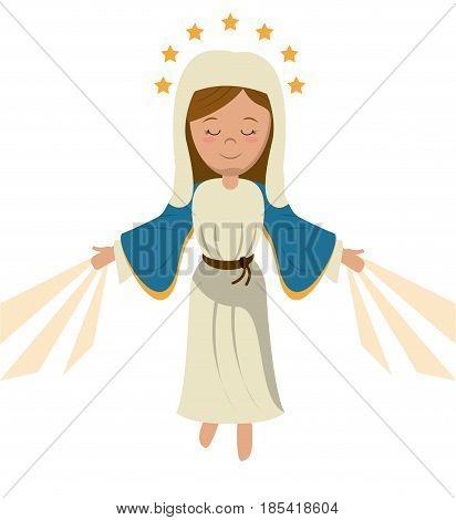 virgin mary ascension blessed image vector illustration