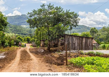 Trekking In Dirt Road