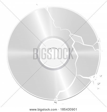 Broken, damaged CD - isolated vector illustration on white background.