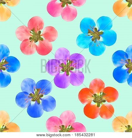 Quince apple quince. Texture of flowers. Seamless pattern for continuous replicate. Floral background photo collage for production of textile cotton fabric. For use in wallpaper covers.