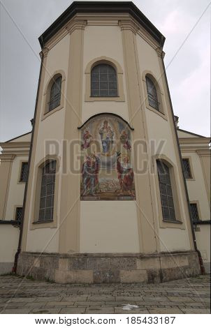 East Side Of Baroque Church Saint Oswald In Traunstein, Germany
