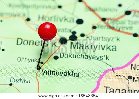 Volnovakha pinned on a map of Ukraine