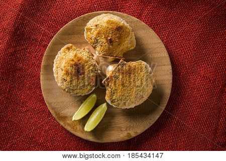 Siri food portion with lime. Brazilian cusine.