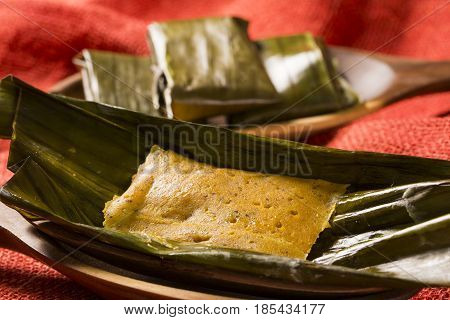 Abara, African Food On Banana Leaf