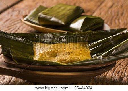 Abara, African Food On Banana Leaf