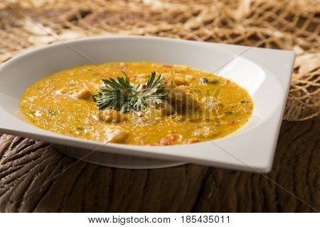 Shrimp Bobo - A Brazilian Dish Of Shrimp In A Pure Of Manioc Meal And Coconut Milk. Bobo De Camarao.