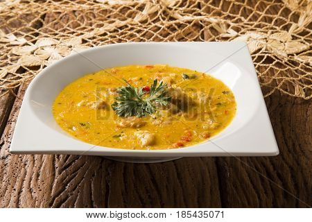 Shrimp Bobo - A Brazilian Dish Of Shrimp In A Pure Of Manioc Meal And Coconut Milk. Bobo De Camarao.