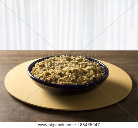 Farofa - Toastef Manioc Flour And Pork - Traditional Brazilian Side Dish.