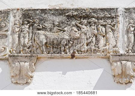 Detail of historical palace of Locorotondo. Puglia. Italy.