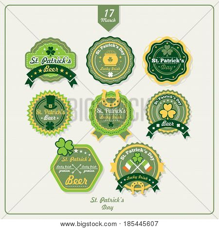 Happy St. Patrick's Day Labels And Badges