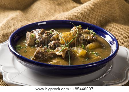 Rustic Stew Meat With Manioc Called Vaca Atolada In Brazil.