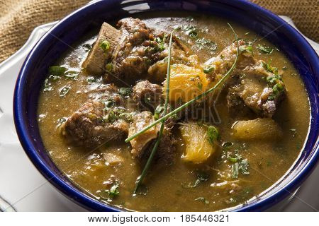 Rustic Stew Meat With Manioc Called Vaca Atolada In Brazil.