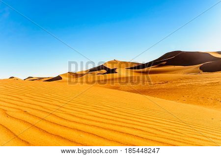 View of dunes in the dessert of Morocco by M'hamid