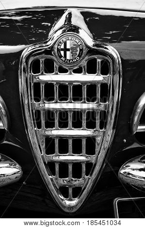 Berlin - May 11: Emblem Alfa Romeo Giuletta Spider (black And White), 26. Oldtimer-tage Berlin-brand