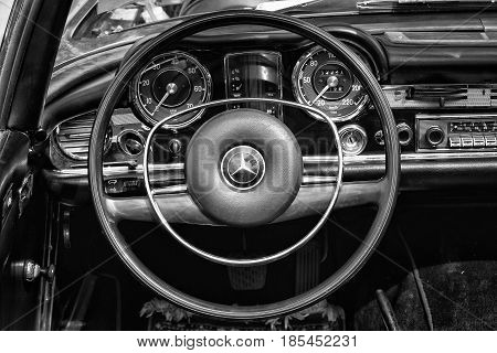 Berlin - May 11: Cab Driver Of The Car Mercedes-benz W113, 280Sl, (black And White), 26Th Oldtimer-t