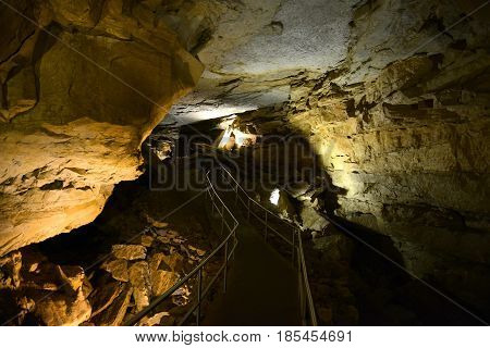 Mammoth Cave National Park interior, Kentucky, USA. This national park is also UNESCO World Heritage Site since 1981.