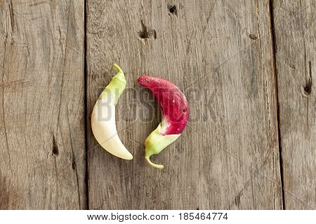 Sesbania flower Put on wooden floor for use concept on empty space.