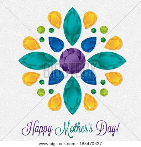 Mother's Day gem card in vector format.