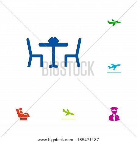 Set Of 6 Land Icons Set.Collection Of Aircraft, Letdown, Vip And Other Elements.