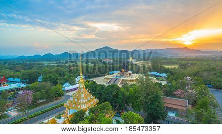Sunset At Wat Huay Mongkol Temple