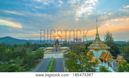 Sunset At Wat Huay Mongkol Temple