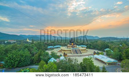 Sunset At Wat Huay Mongkol Temple